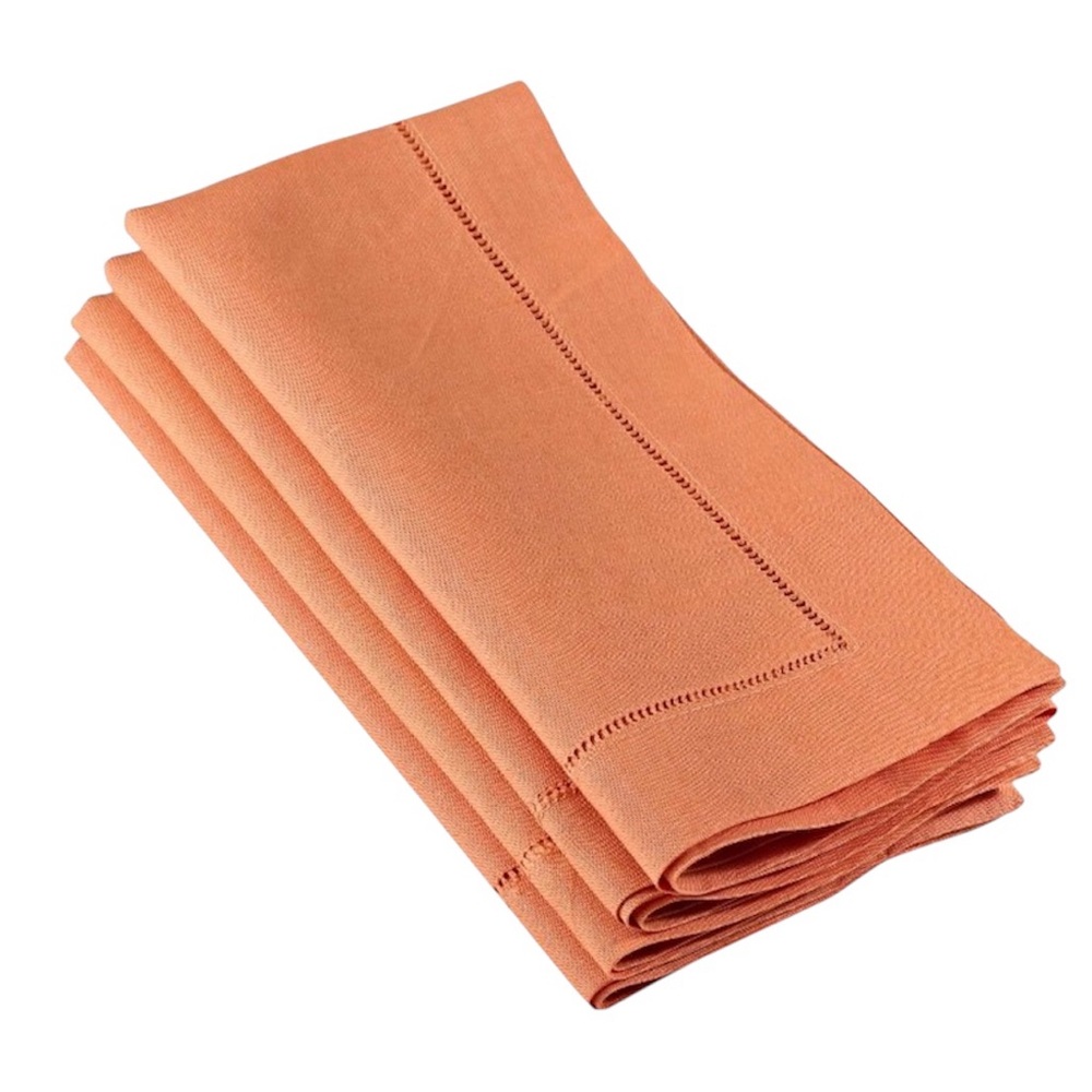 4 Taylor Mae Brittany Hemstitch Burnt Orange Napkins